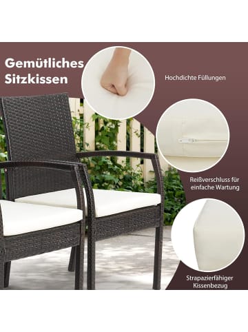 COSTWAY 2er Polyrattan Stühle Set in Braun