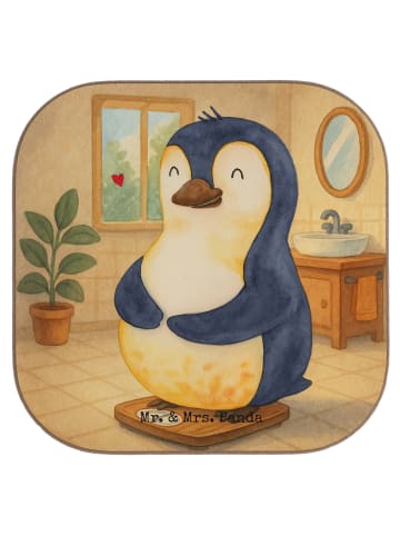 Mr. & Mrs. Panda Glas-Untersetzer Pinguin Diät Design ohne Spruch in Weiß