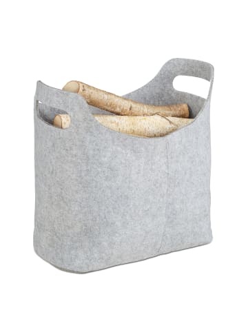 relaxdays Kaminholztasche in Grau - (B)40 x (H)39,5 x (T)23 cm