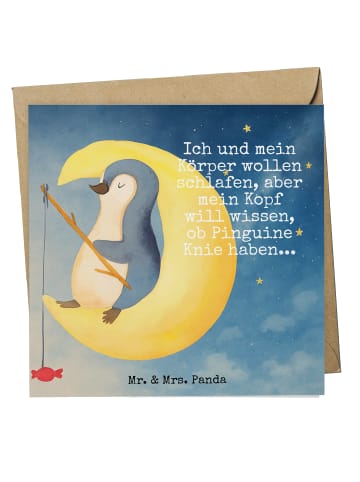 Mr. & Mrs. Panda Einladungskarte Pinguin Mond Design mit Spruch in Weiß