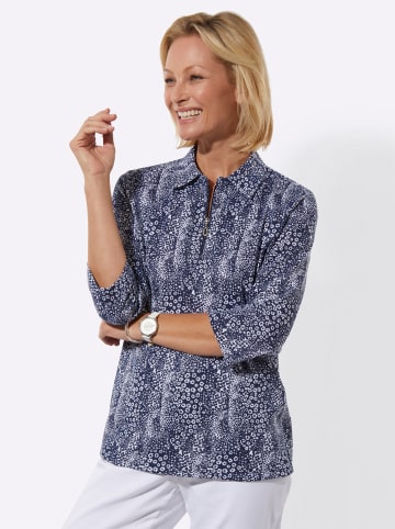 WITT WEIDEN Poloshirt in marine-weiß-bedruckt