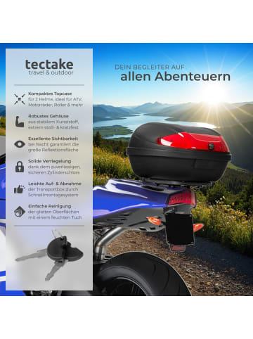 tectake Motorradkoffer mit Sicherheitsschloss, kleiner und großer Reflektor