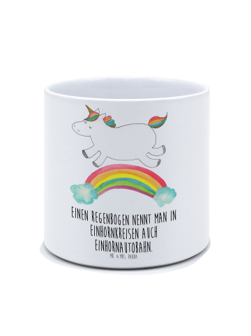 Mr. & Mrs. Panda XL Blumentopf Einhorn Regenbogen mit Spruch in Weiß