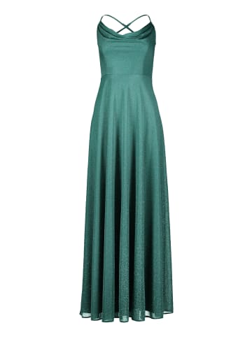 Vera Mont Abendkleid mit Wasserfallausschnitt in Green/Silver