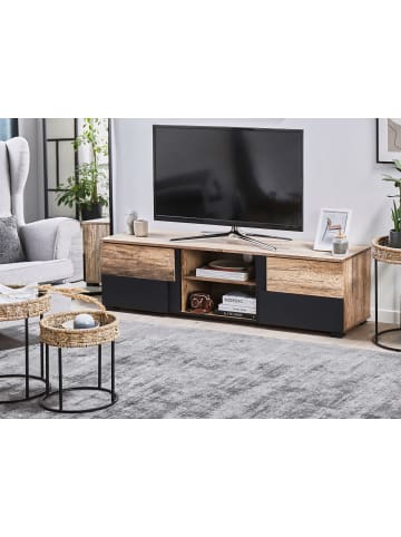Beliani TV-Möbel STERLING in Heller Holzfarbton/Schwarz - (W) 148 x (H) 40 x (L) 40 cm