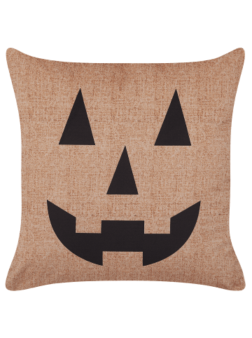 Beliani Dekokissen SEBES in Beige/Schwarz - (W) 45 x (H) 12 x (L) 45 cm