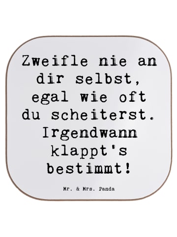 Mr. & Mrs. Panda Untersetzer Tasse Spruch Glaube an sich selbst ... in Weiß