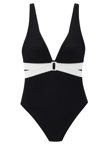 LASCANA Badeanzug in schwarz-creme