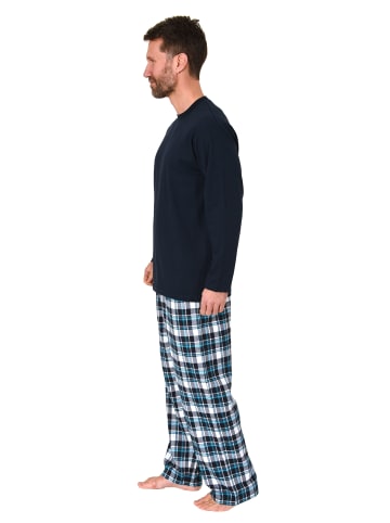 NORMANN Schlafanzug lang FlanellHose in marine