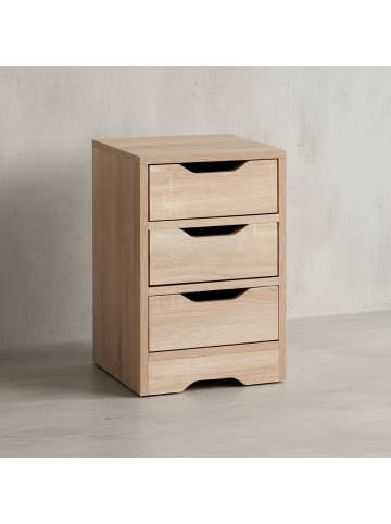 KADIMA DESIGN Nachtkonsole: Modernes Design, 3 Schubladen, große Ablagefläche in Beige