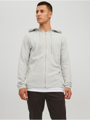 Jack & Jones Basic Full Zip Hoodie Kapuzen Pullover Strick Sweatjacke JJEHILL in Grau-2