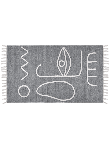 Beliani Geflochtener Teppich YAVU in Grau/Weiß - (W) 80 x (H) 80 x (L) 150 cm