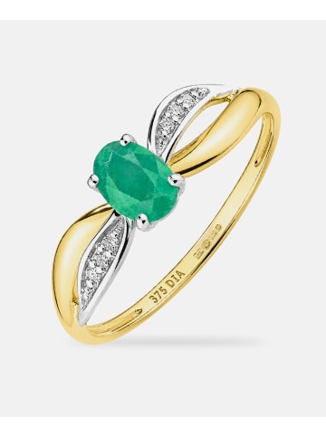 Diamant L'éternel Ring, mit Smaragd, 375 Gelbgold