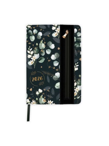 Trötsch Kalender - Trötsch Wochenplaner A5 mit Tasche Flowers black 2026