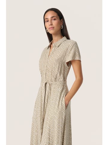 Soaked in Luxury Kleid SLArjana Feminine Form in Khaki Green and White Dots