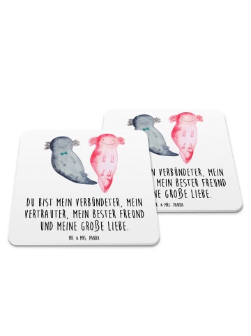 Mr. & Mrs. Panda Untersetzer Set Axolotl Freundin mit Spruch in Weiß