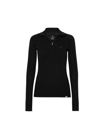 DANISH ENDURANCE Langarmshirt Merino Halfzip in schwarz