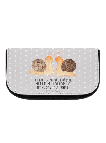 Mr. & Mrs. Panda Make-up-Tasche Schnecken Liebe mit Spruch in Grau Pastell