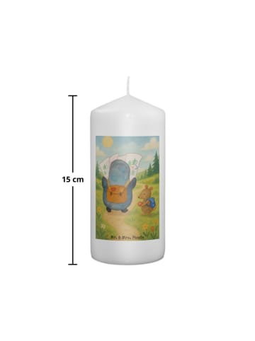 Mr. & Mrs. Panda Kerze Pinguin & Maus Wanderer Design ohne Spruch in Weiß