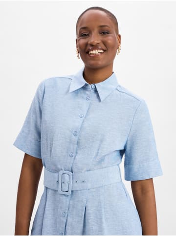 Ambiance Freizeitkleid mit Leinen-Anteil in blau - 0002