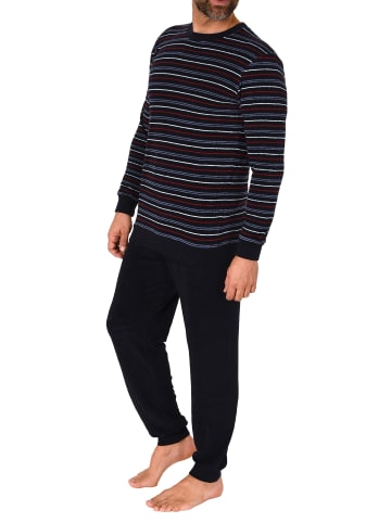 NORMANN Frottee Schlafanzug lang Pyjama RingelMuster - 82363 in rot