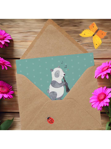 Mr. & Mrs. Panda Einladungskarte Klarinette Geheimnis mit Spruch in Meeresbrise