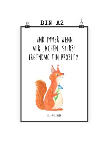 Mr. & Mrs. Panda Bild Eichhörnchen Blume mit Spruch in Weiß