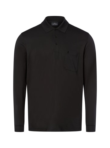 Ragman Langarm-Poloshirt - bügelleicht in schwarz