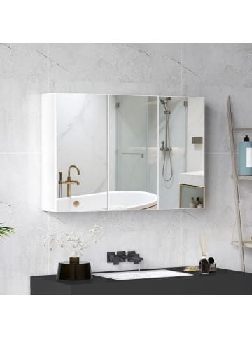 HOMCOM Spiegelschrank-90L x 15,5B x 60H cm-Weiß