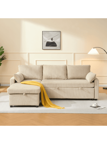 CALICOSY Sofa LOUISON in Beige - (W) 219 x (H) 84 x (L) 147 cm