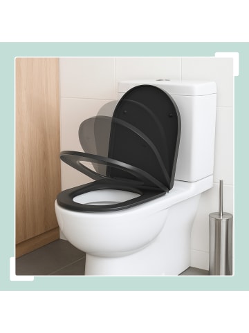 relaxdays Toilettendeckel in Anthrazit - (B)36 x (T)42 cm