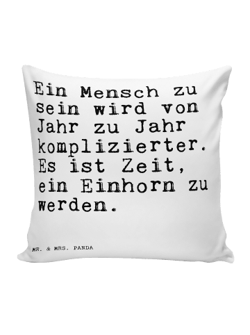 Mr. & Mrs. Panda Kissen 40x40 Ein Mensch zu sein... mit Spruch in Weiß