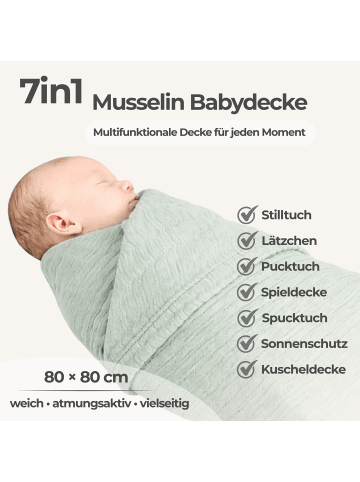 nordic coast company Musselindecke, Puckdecke, Einschlagdecke, Babydecke Musselin, atmungsaktiv