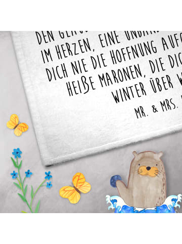 Mr. & Mrs. Panda Gästehandtuch Igel Maronen mit Spruch in Weiß