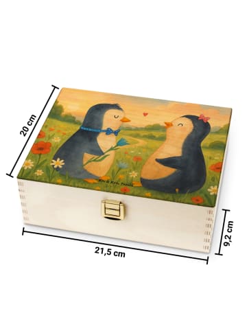 Mr. & Mrs. Panda Teebox Holz Pinguin Pärchen Design ohne Spruch in Weiß