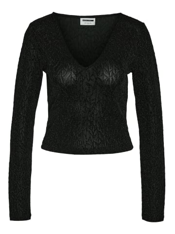 Noisy may Top Langarm V-Ausschnitt Slim Fit in Schwarz