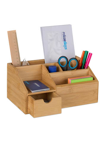 relaxdays Schreibtisch Organizer in Natur - (B)24,5 x (H)11 x (T)15 cm