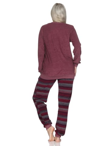 NORMANN Frottee Schlafanzug langarm Bündchen Tiermotiv in beere