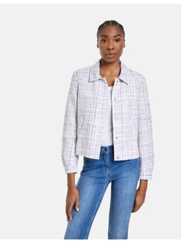 Gerry Weber Blazer Langarm gefüttert in Ecru/Weiss/Blau Gemustert