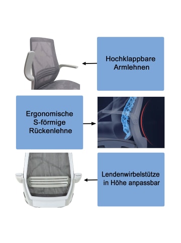 MCW Bürostuhl J91 mit ergonomischer S-förmigen Rückenlehne, Grau