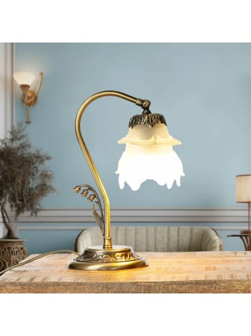 Licht-Erlebnisse Tischlampe (B)14 x (L)30 x (H)30 cm in Bronze Antik matt Weiß