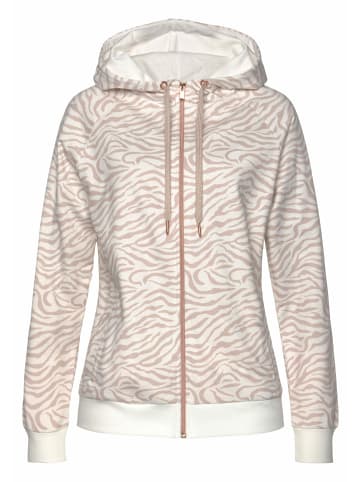 LASCANA Kapuzensweatjacke in beige-nougat