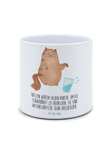 Mr. & Mrs. Panda Pflanztopf Katze Wasserglas mit Spruch in Weiß