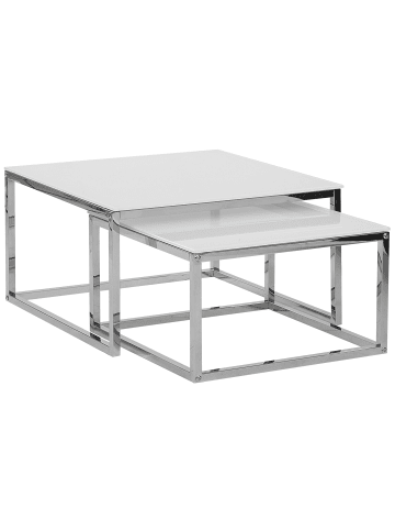 Beliani 2er-Set Couchtisch BREA in Weiß/Silber