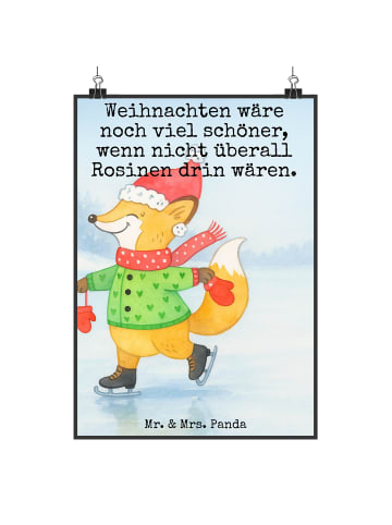 Mr. & Mrs. Panda Poster Fuchs  Schlittschuhe Design mit Spruch in Weiß