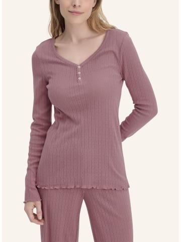 Hessnatur Pointelle Henley Schlafshirt in altrosa