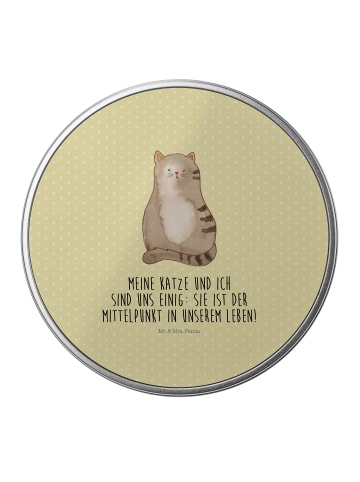 Mr. & Mrs. Panda Aufbewahrungsbox Katze Sitzen mit Spruch in Gelb Pastell