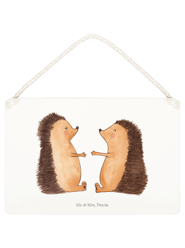 Mr. & Mrs. Panda Wandbild Holz Igel Liebe ohne Spruch in Weiß