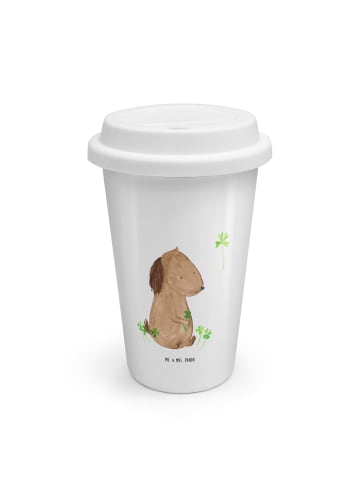 Mr. & Mrs. Panda ToGo Kaffeebecher Hund Kleeblatt ohne Spruch in Weiß