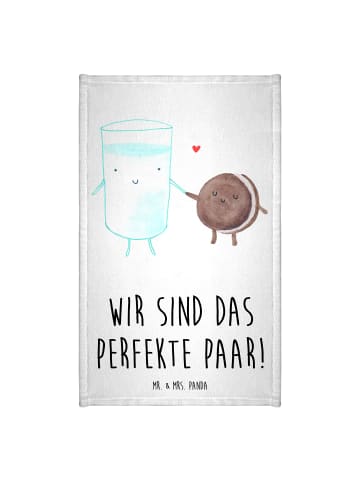 Mr. & Mrs. Panda Handtuch Milch Keks mit Spruch in Weiß